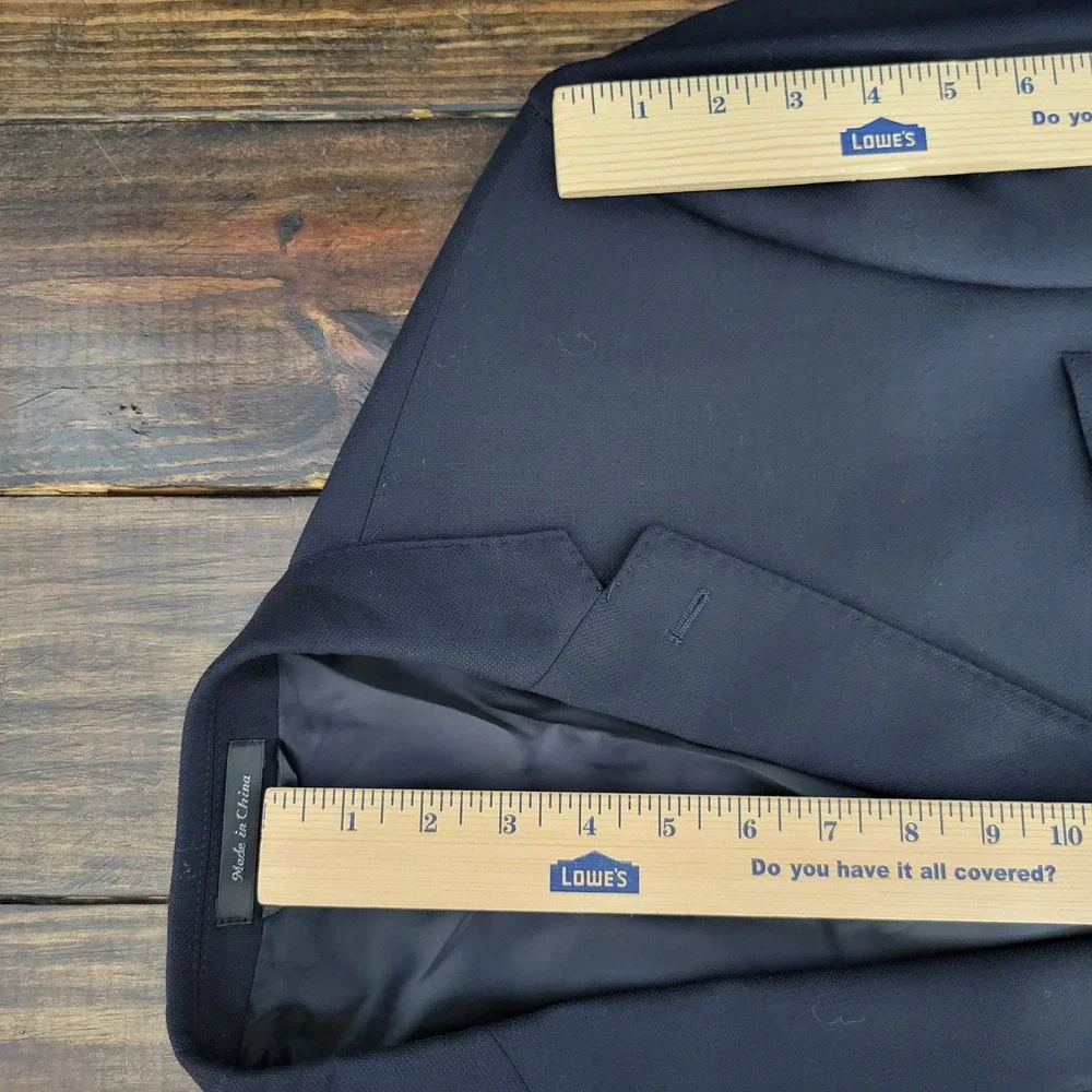 Lauren Ralph Lauren Mens Sport Coat Blazer Two Button Navy Wool Spandex 46R SLIM